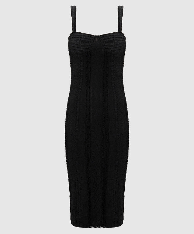 Olympia Black Stretchy Lace Midi Dress