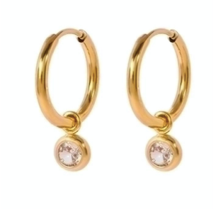LAR009 Click Hoop Round Stone