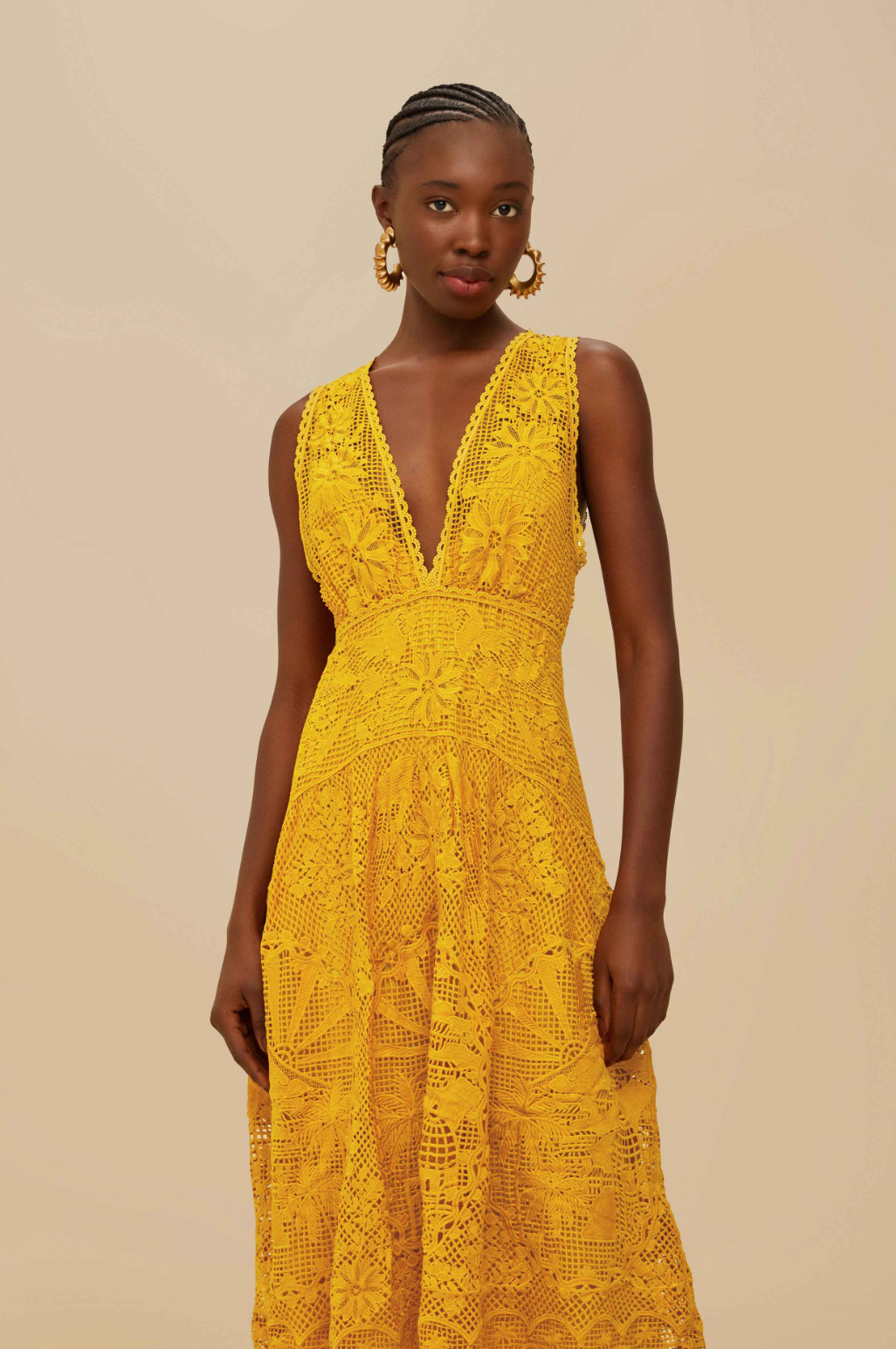 Landscape Mustard Midi Dress