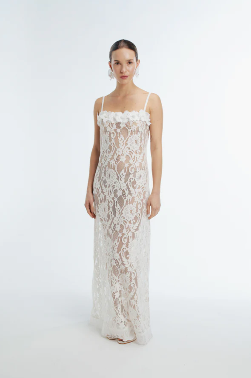 white maxi dress in store ECB Exclusive: Layla Lace Maxi Dress, White