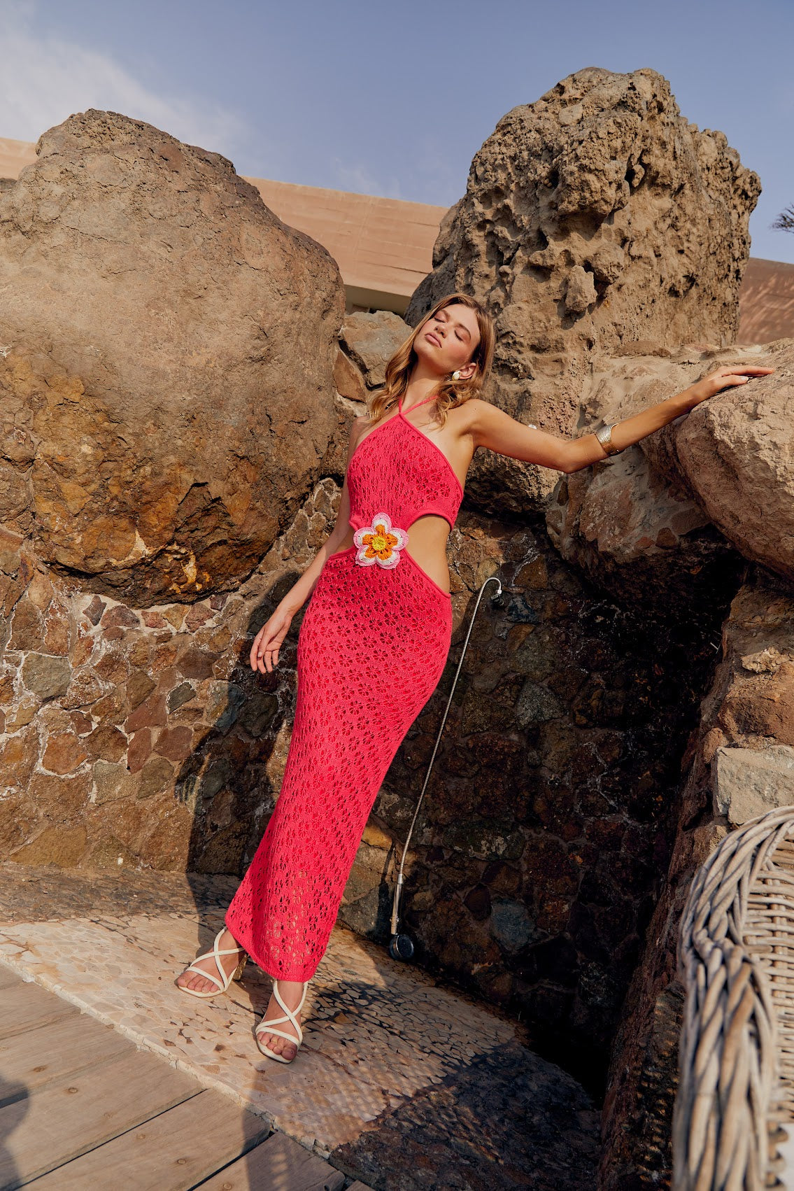 Lucinda Red Flower Dress