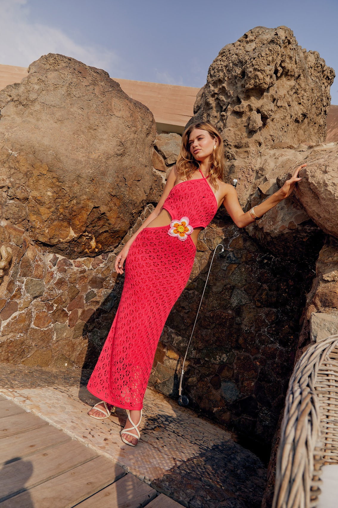 Lucinda Red Flower Dress