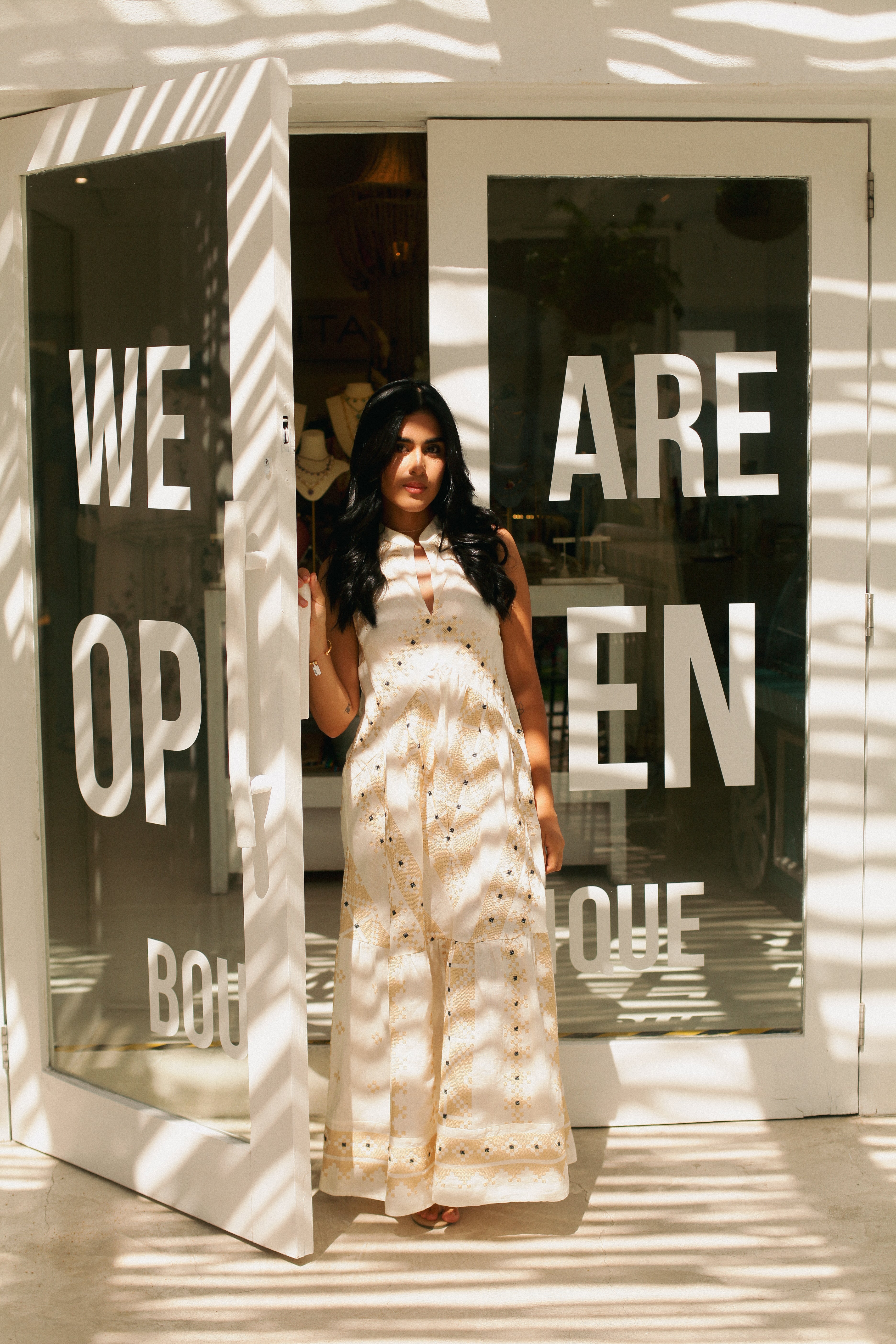 231086 Pixel Natural Long Dress