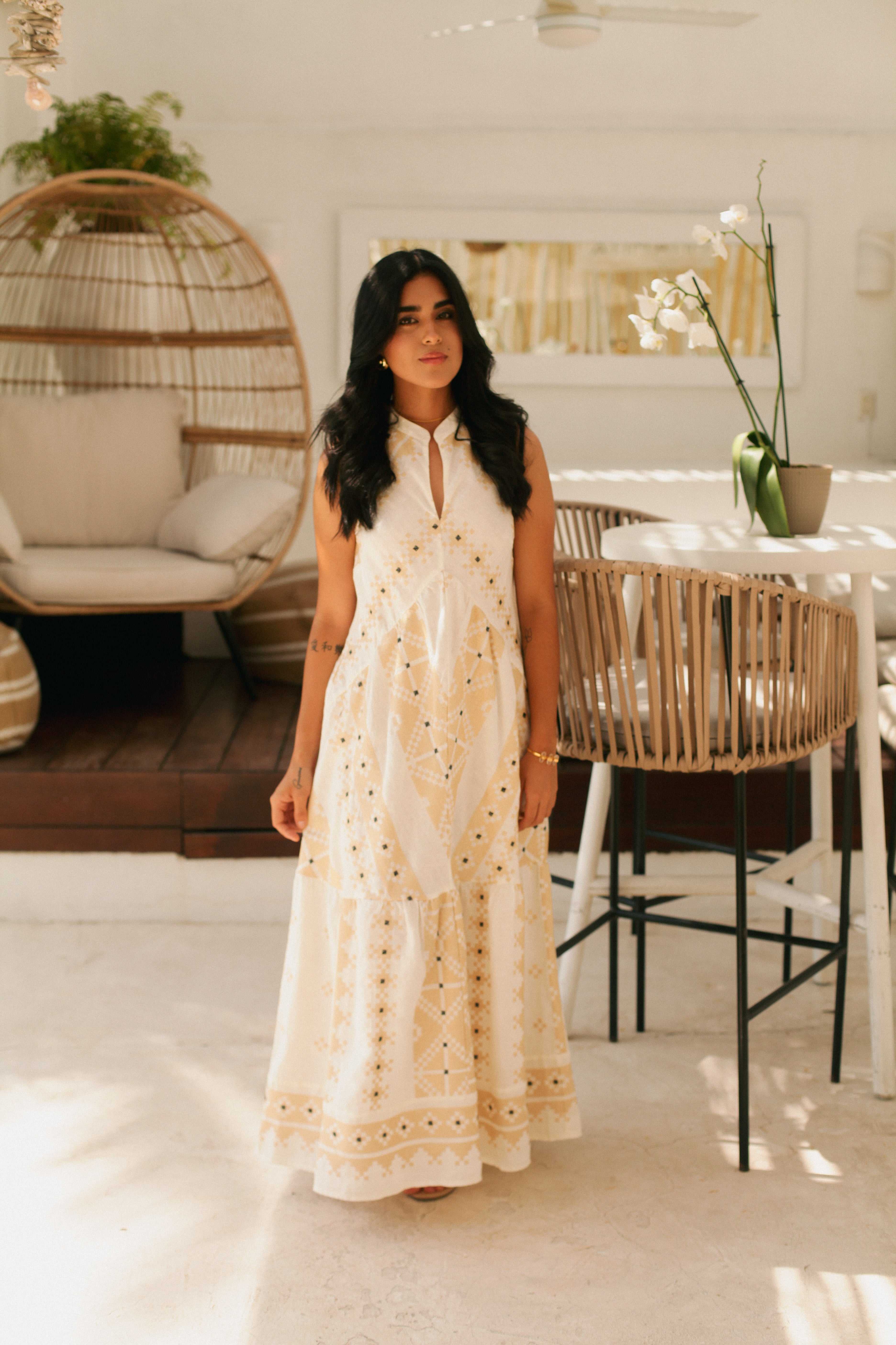 231086 Pixel Natural Long Dress