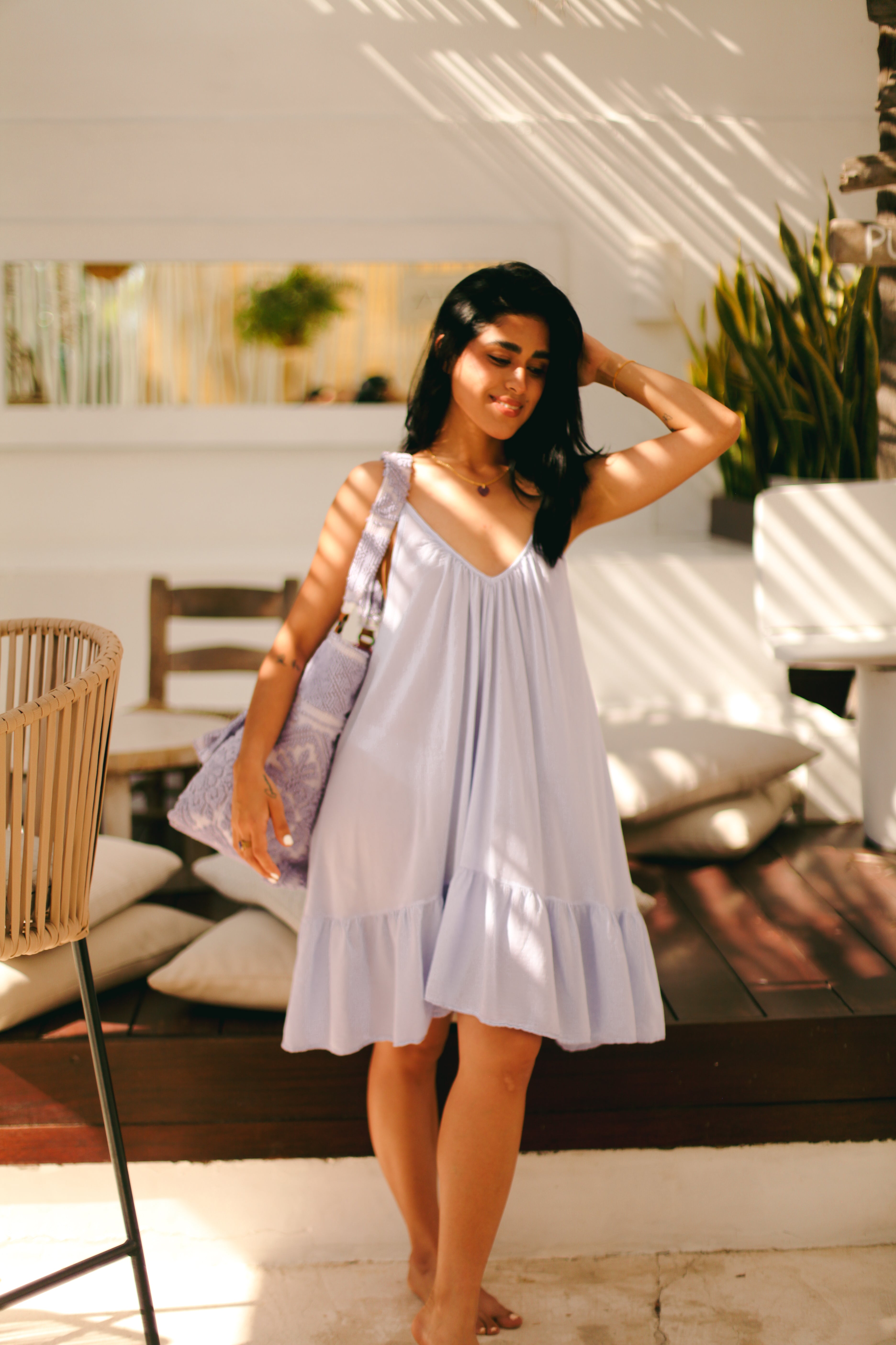 Lilac Ruffle Mini Dress