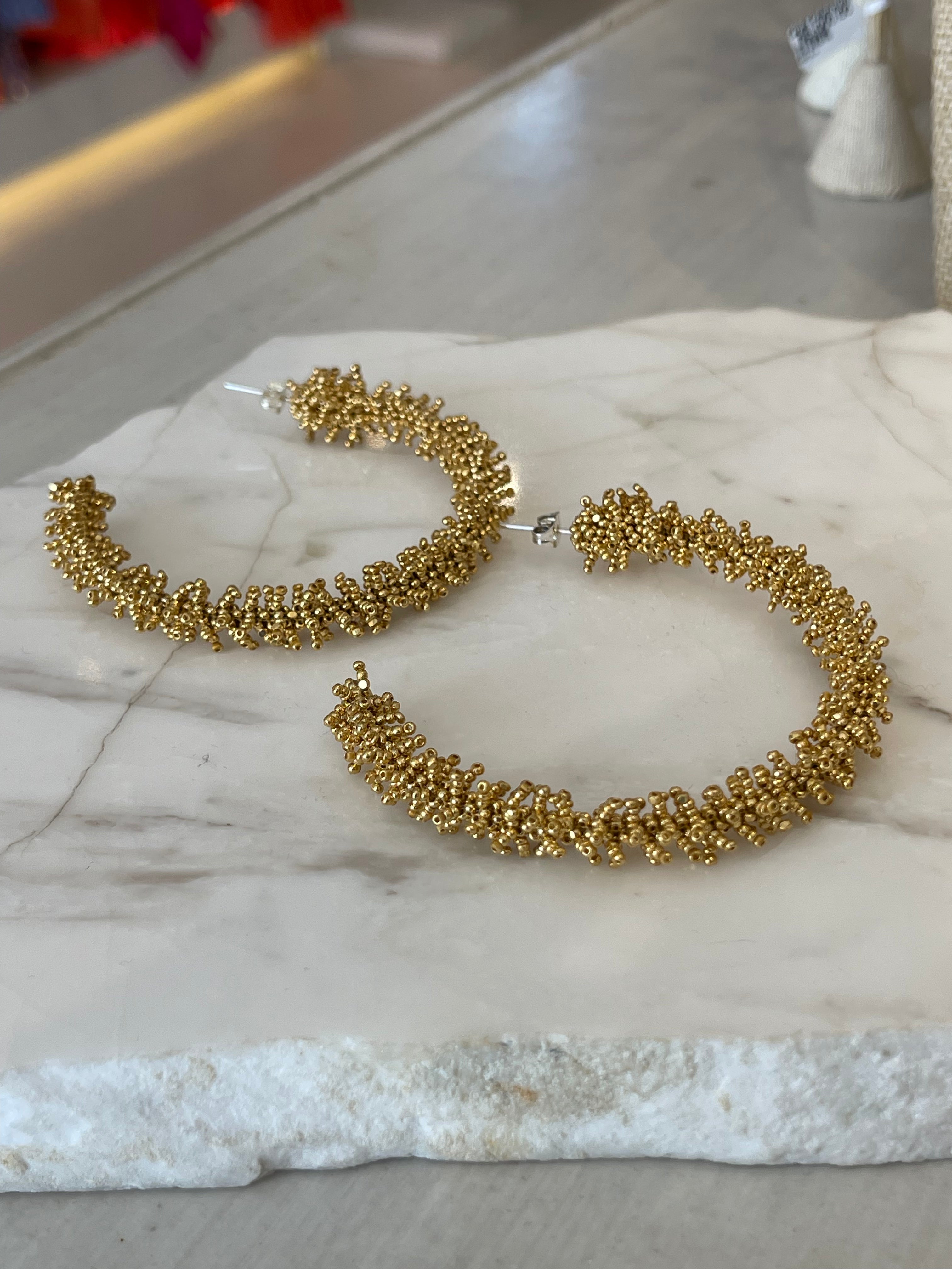 Big Gold Spikes Hoop Earrings