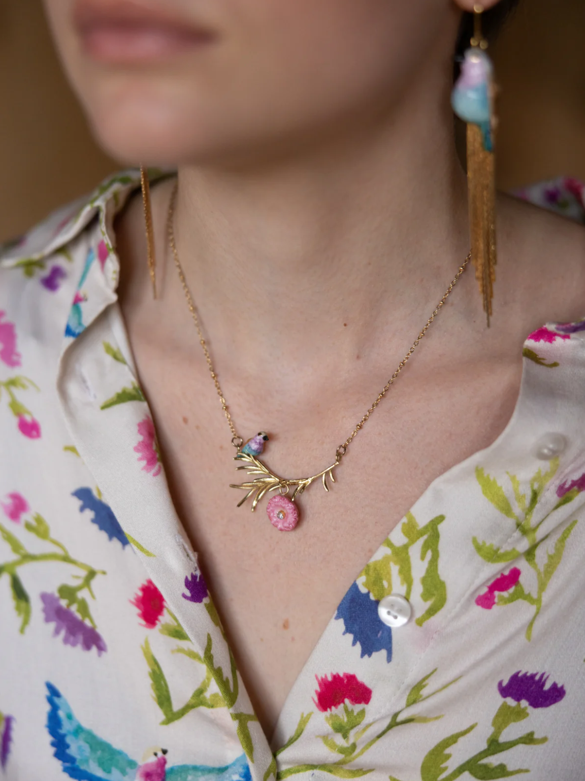 Bird on Branch Necklace