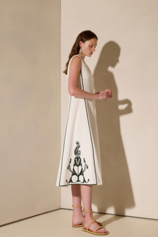 Areti Off White Olive Midi Dress