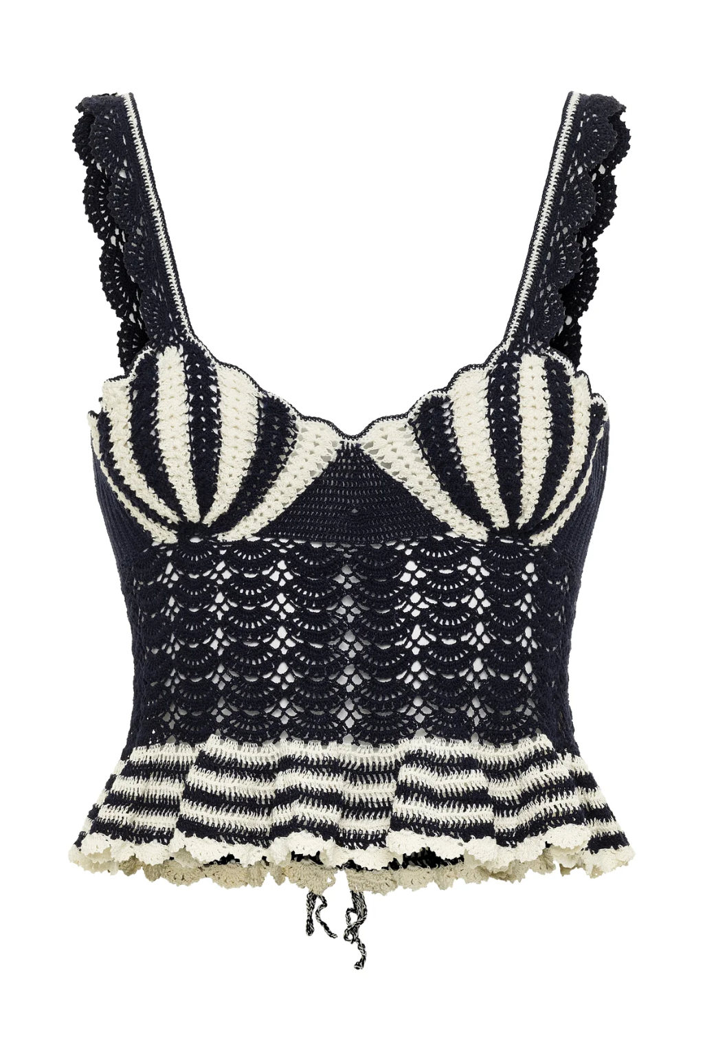 Shell Crochet Navy Top