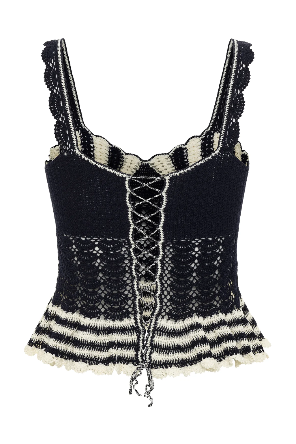 Shell Crochet Navy Top
