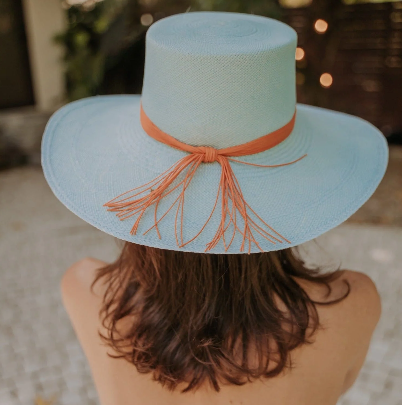 Francesca Powder Blue Tagua Buckle Cord Hat