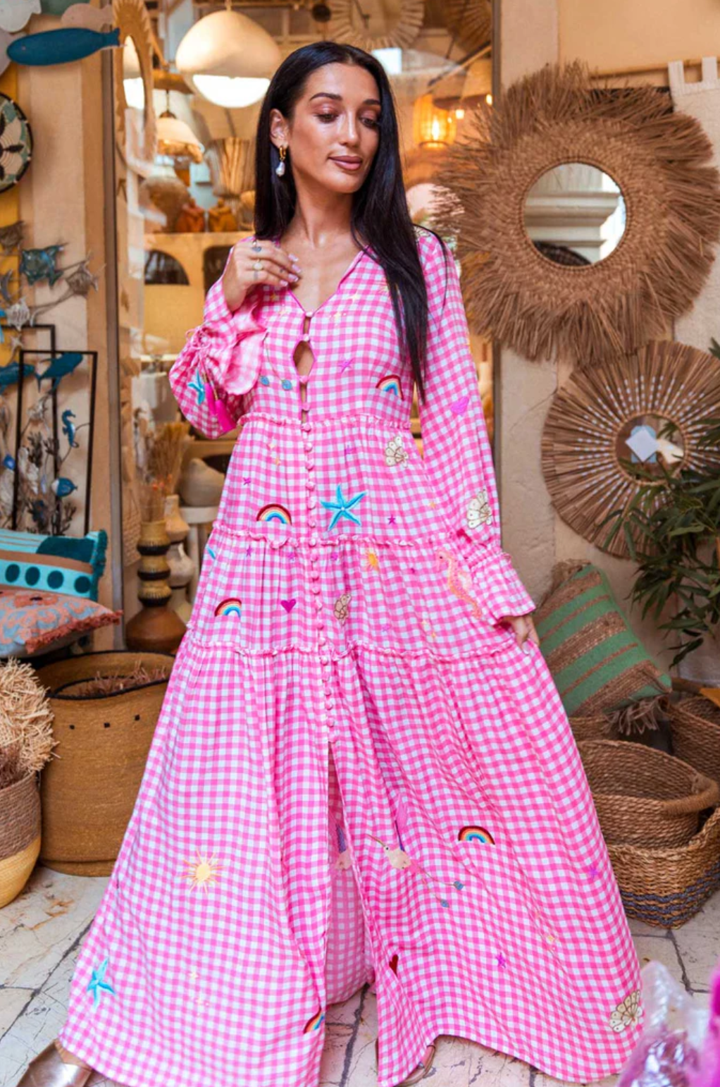 Fairyland Button Up Maxi Bubble Gum Mita Mita Store Fairyland Button Up Maxi Bubble Gum Mita Mita Store