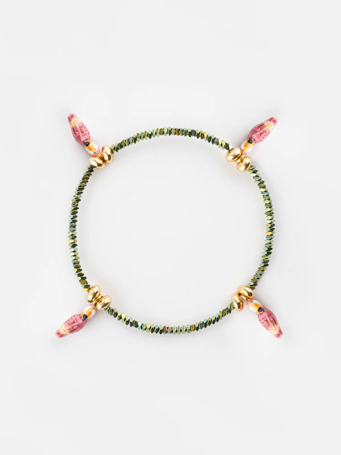Pink Cockatoos Hematite Bracelet