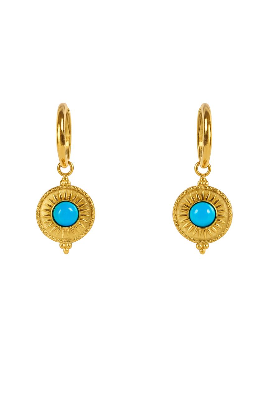 LAR010 Round Turquoise Pendant Earrings