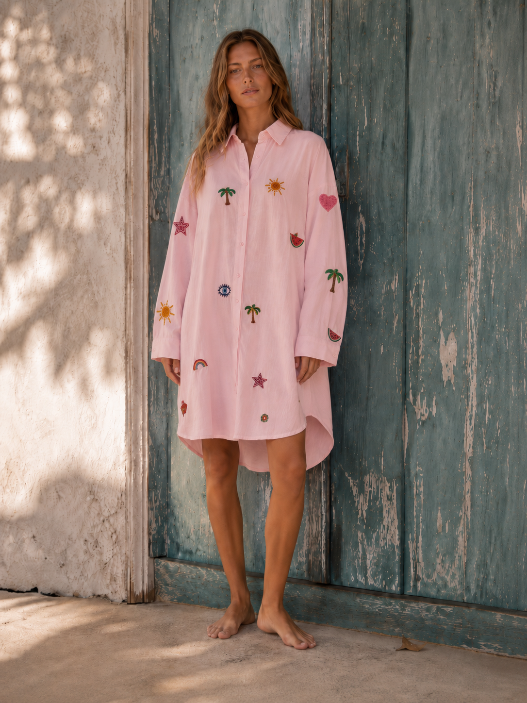 Light Pink Beach Long Shirt