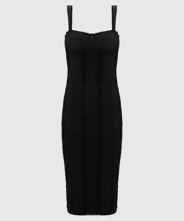 Olympia Black Stretchy Lace Midi Dress