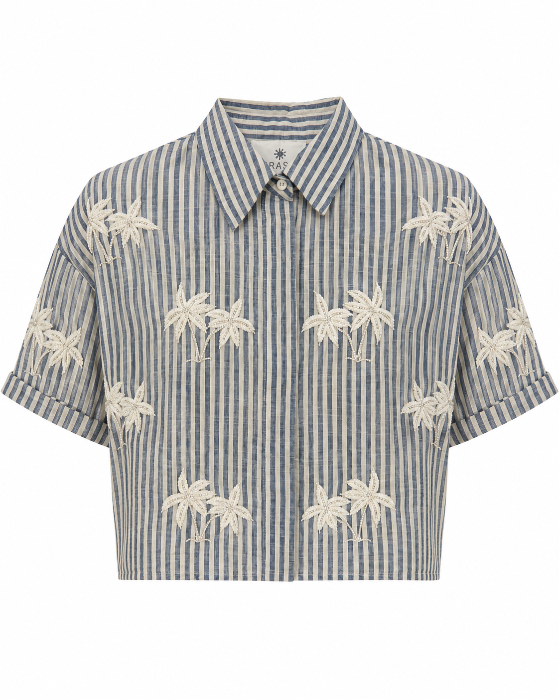 Stripes Blue Bonai Palm Short Shirt