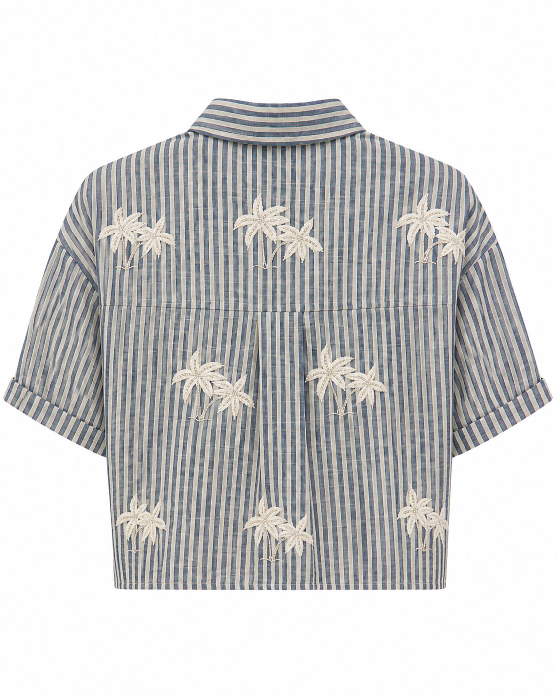 Stripes Blue Bonai Palm Short Shirt