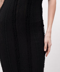 Olympia Black Stretchy Lace Midi Dress