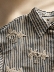 Stripes Blue Bonai Palm Short Shirt