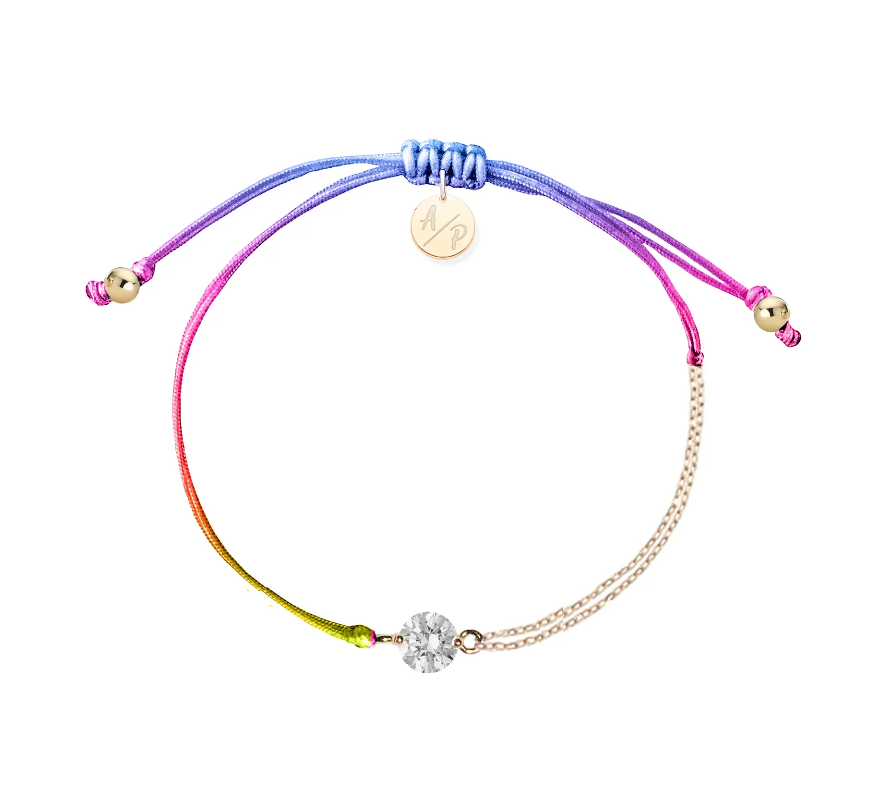 Rainbow Cord Solitaire Bracelet