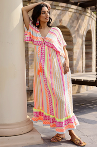 Fluorescent Striped Maxi Dress