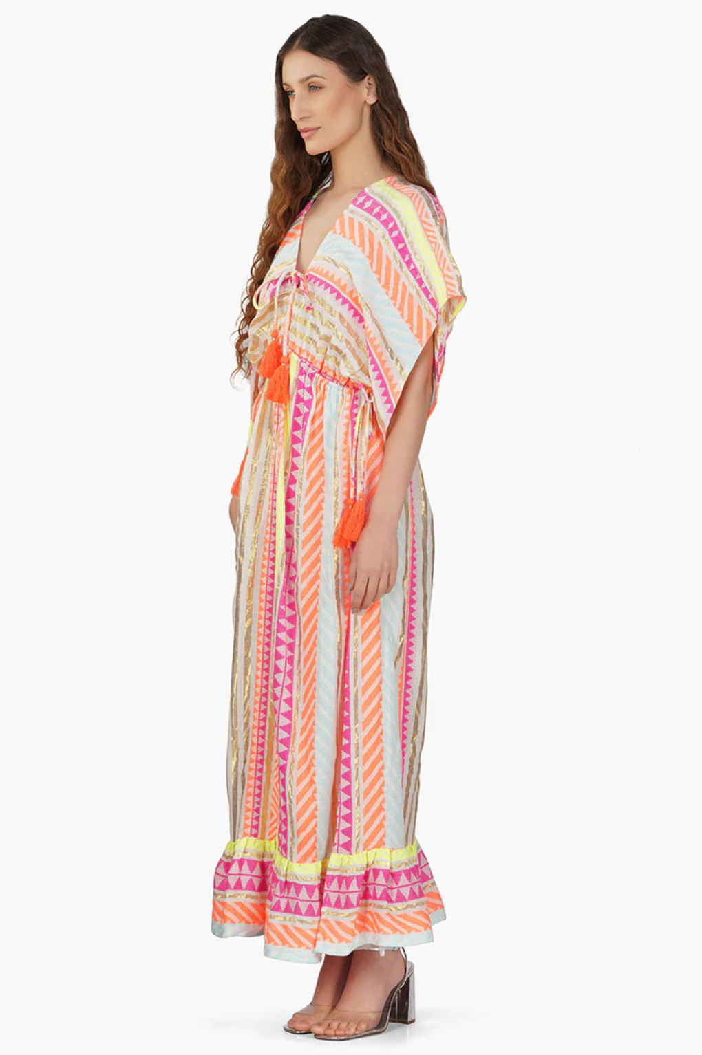 Fluorescent Striped Maxi Dress