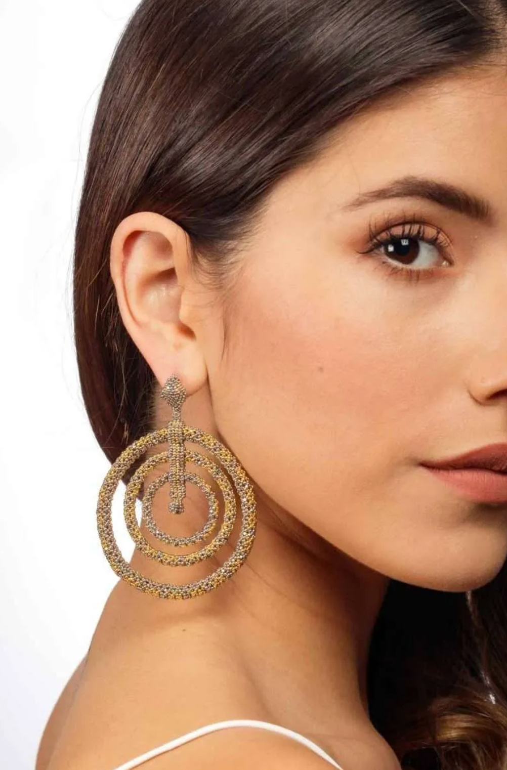 Platinum Gold Spiral Snake Earring