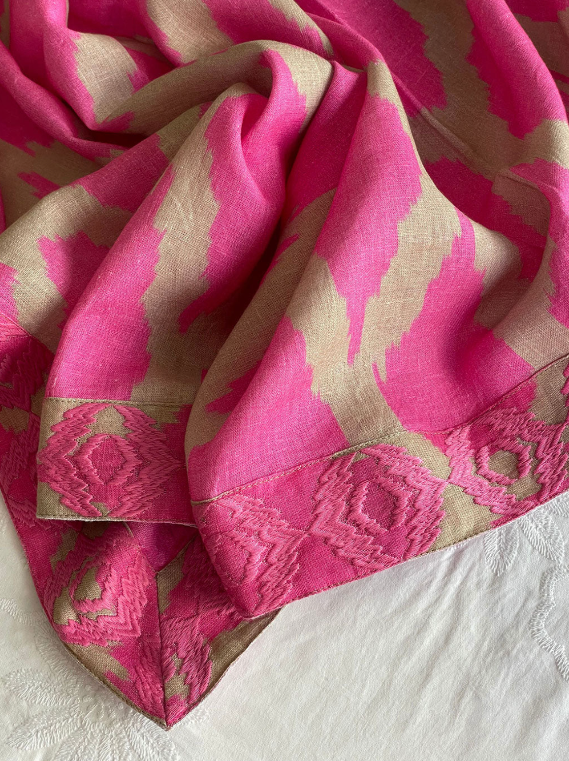 Table Cloth Pink Ikat