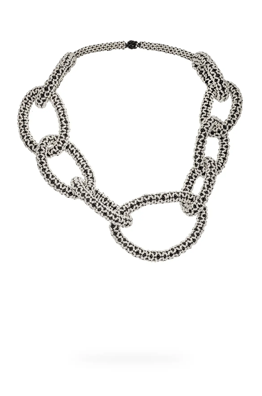 Huaxupa Open Weave  Silver Black Necklace