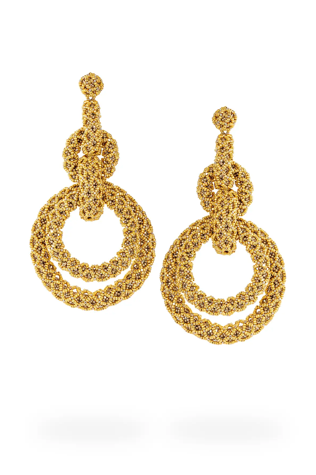 Platinum Double Gold Hoops Earring