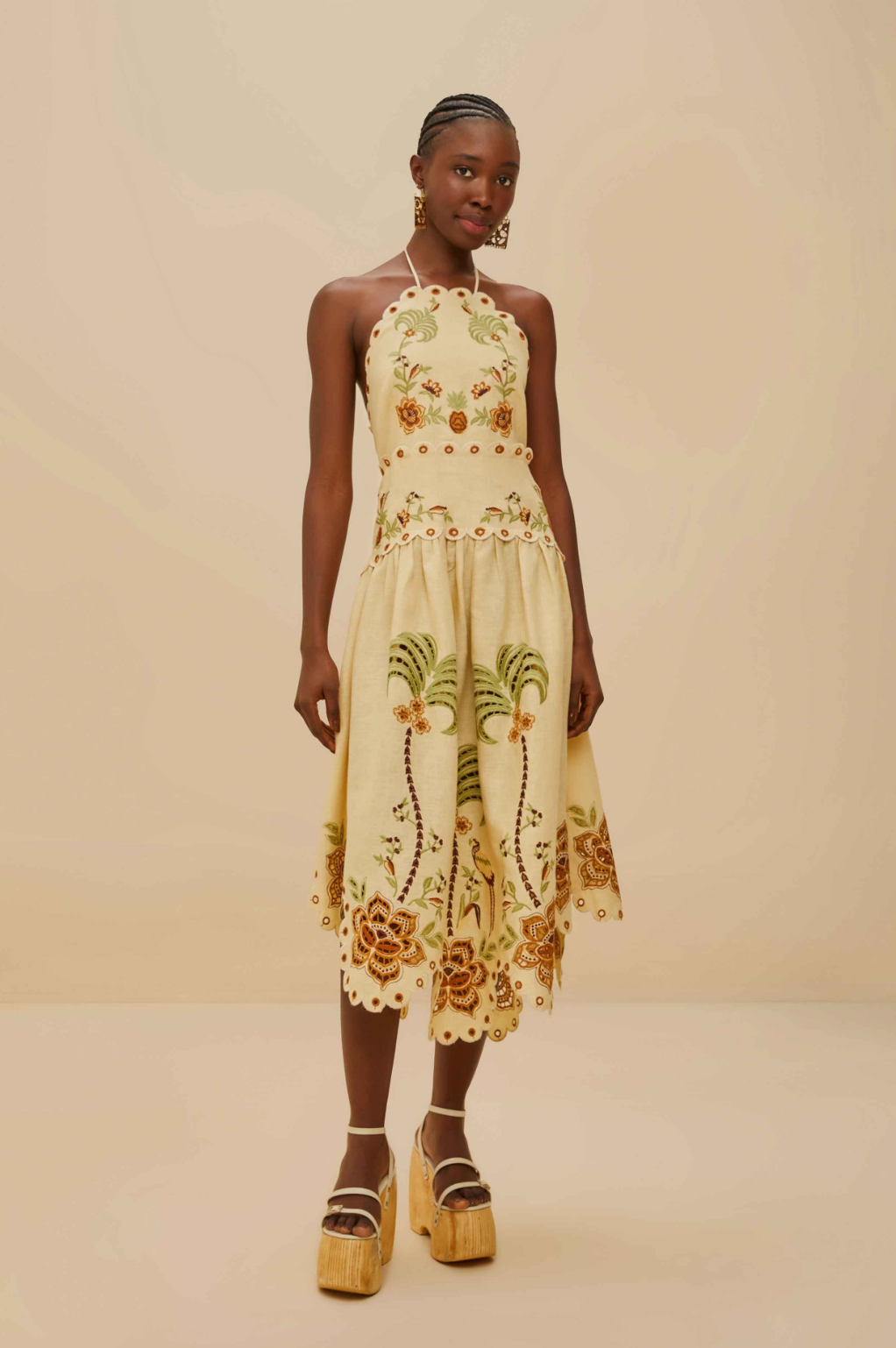 Sand Delicate Forest Midi Dress