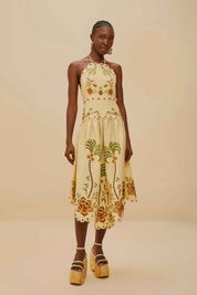 Sand Delicate Forest Midi Dress