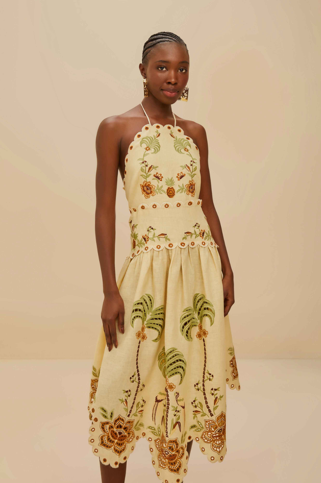 Sand Delicate Forest Midi Dress