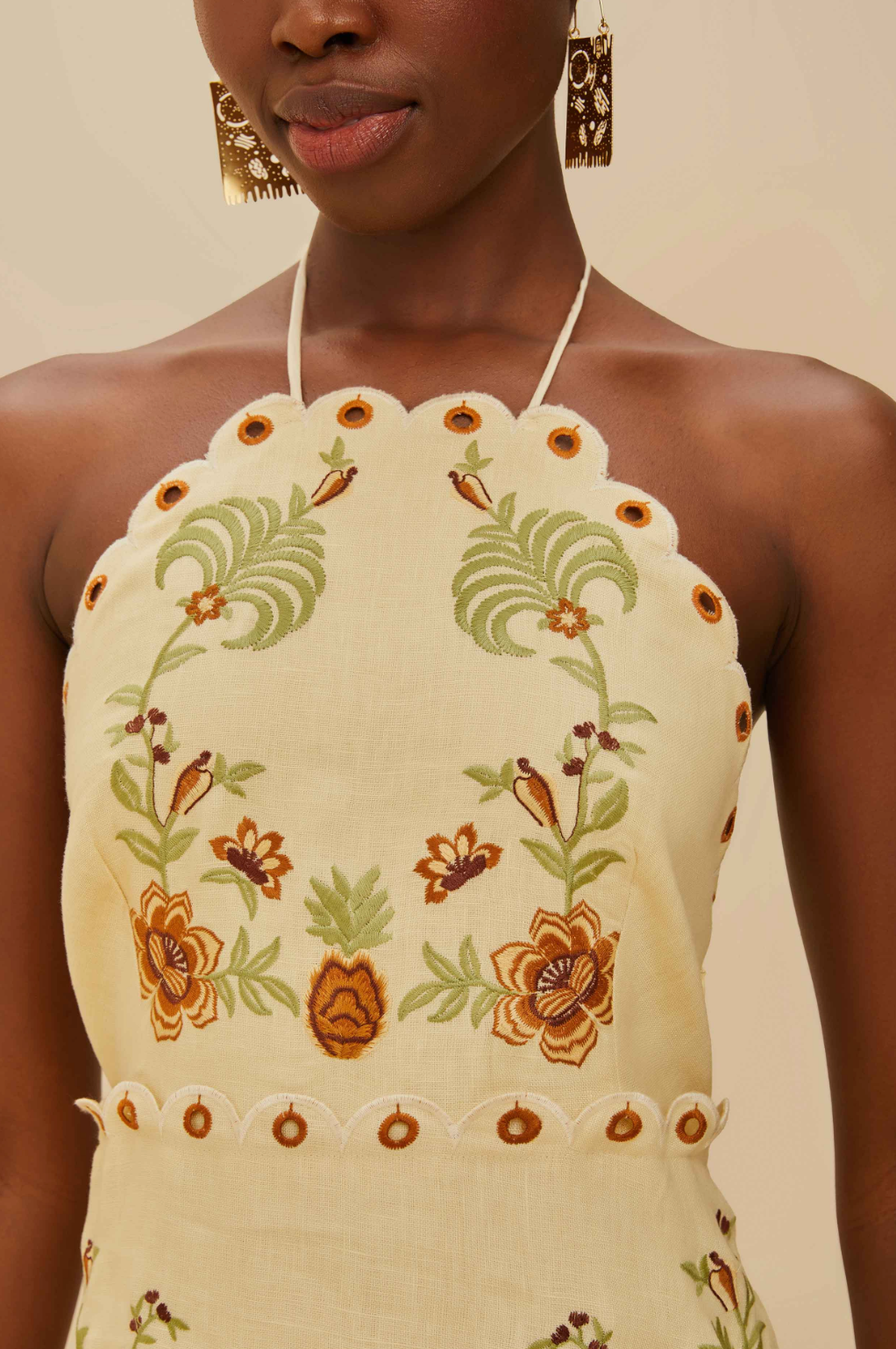 Sand Delicate Forest Midi Dress