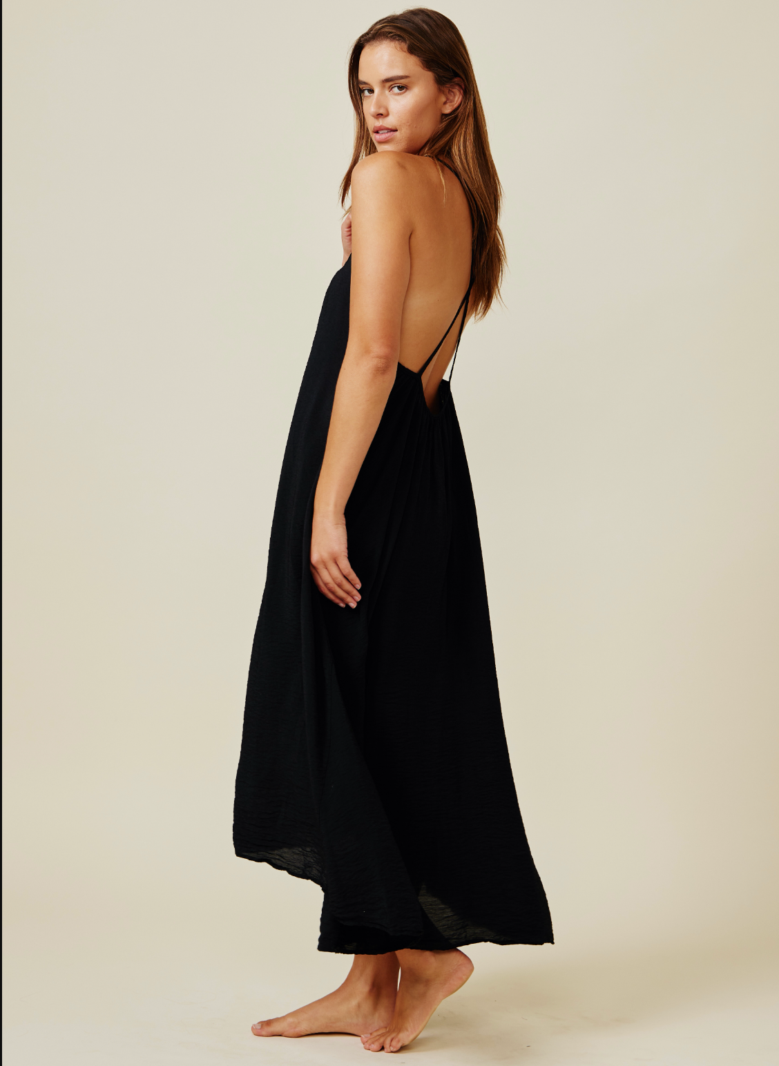 Cross Back Black Maxi Dress