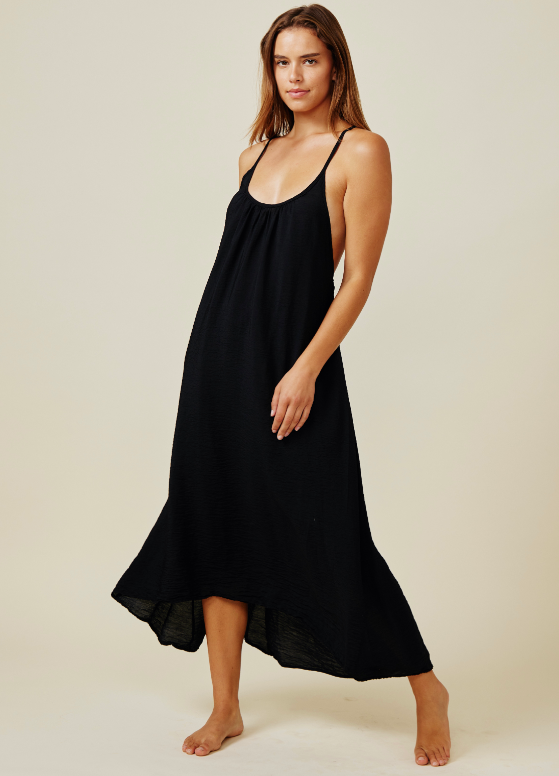 Cross Back Black Maxi Dress