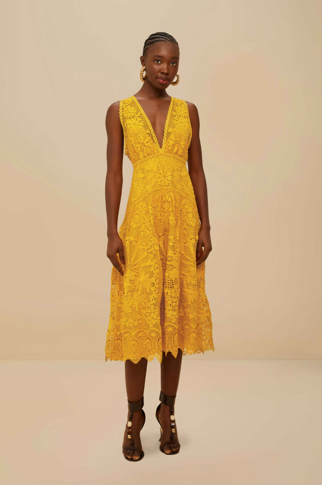 Landscape Mustard Midi Dress
