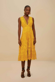 Landscape Mustard Midi Dress