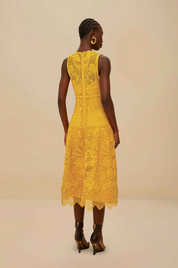 Landscape Mustard Midi Dress