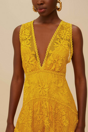 Landscape Mustard Midi Dress