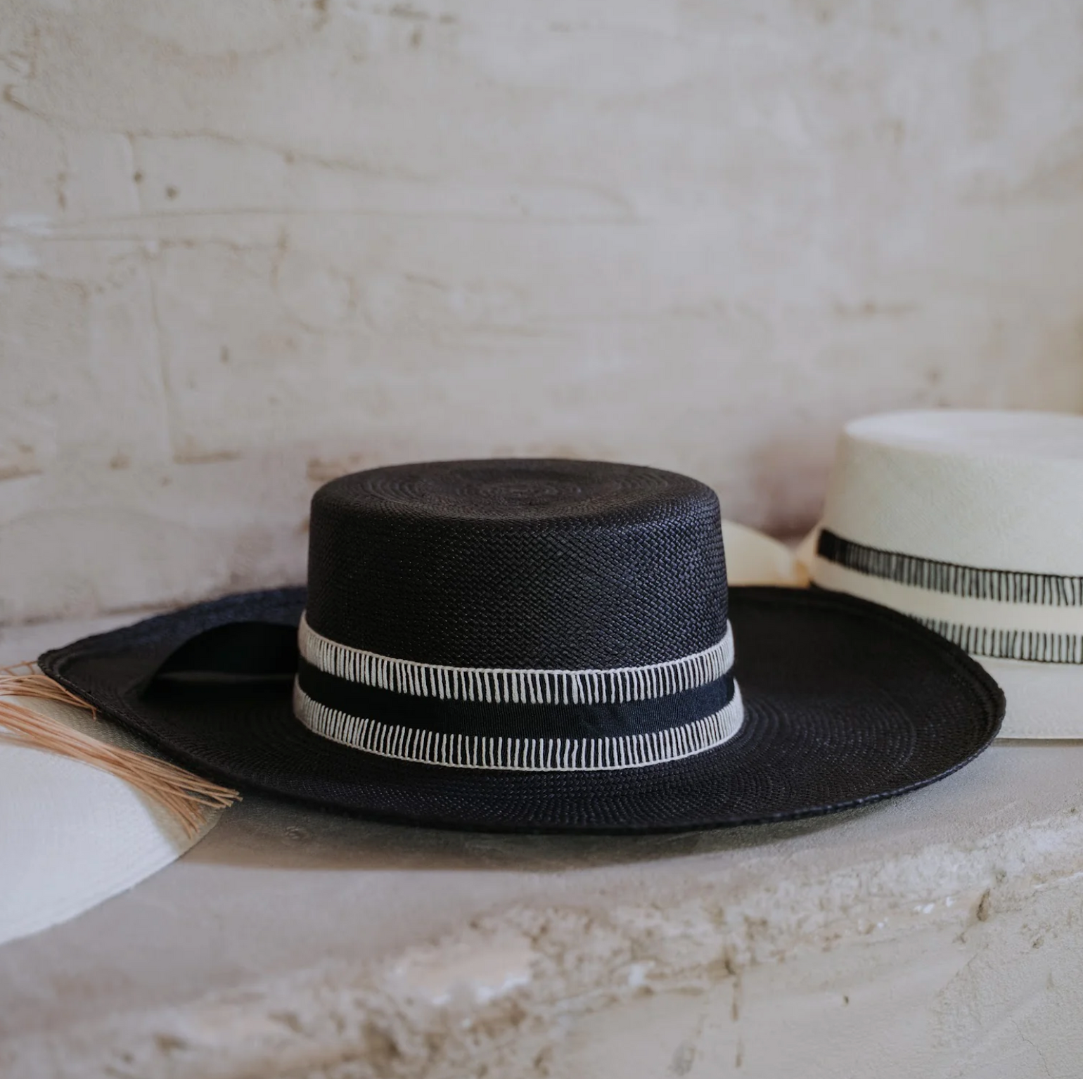 Mia Black Natural Embroidery Band