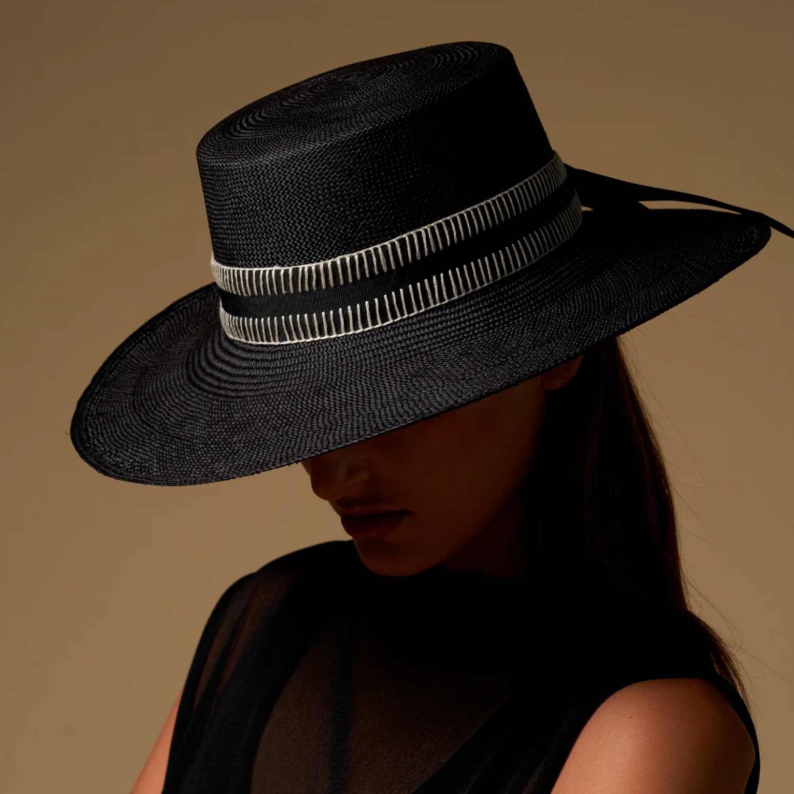 Mia Black Natural Embroidery Band