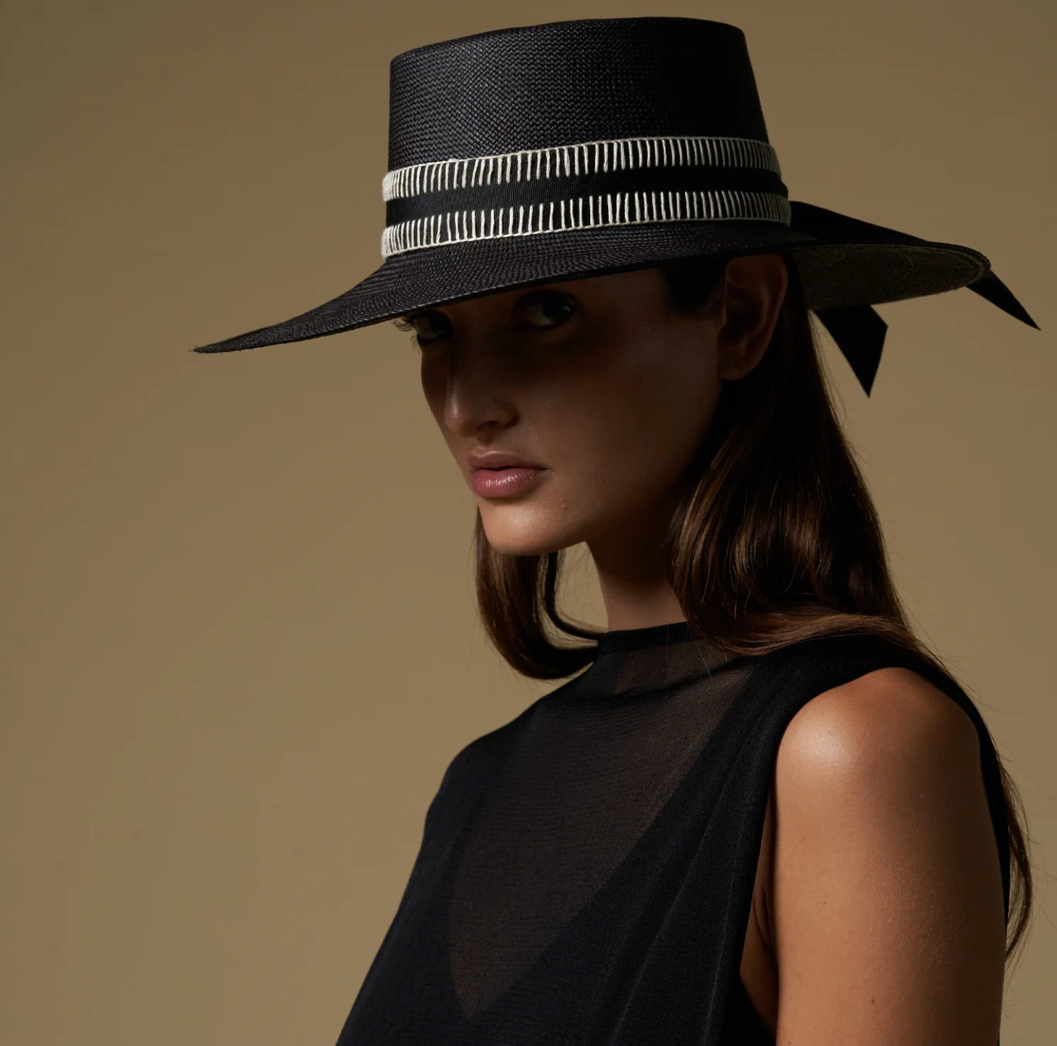 Mia Black Natural Embroidery Band