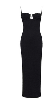 Black Crochet Long Slip Dress