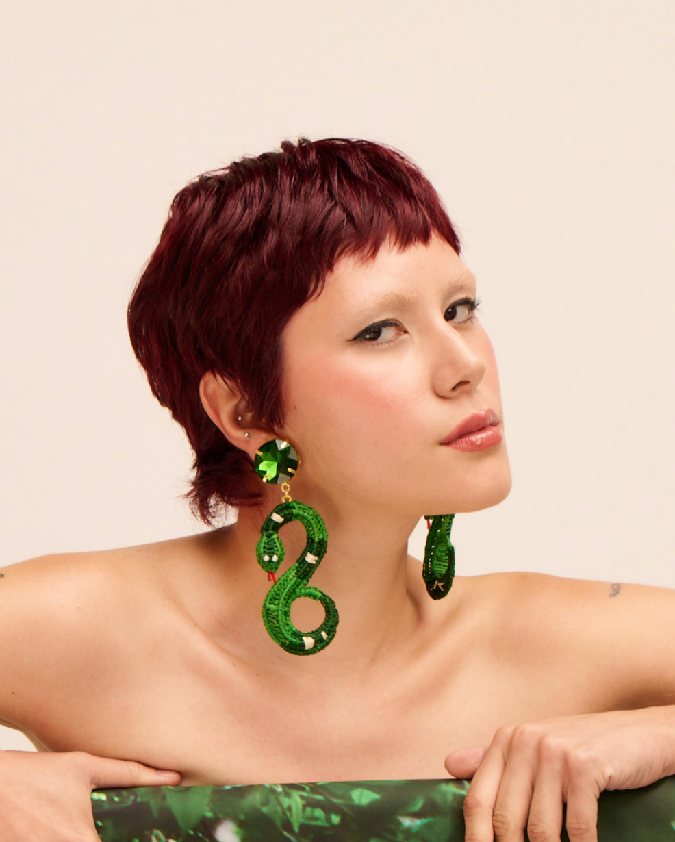 Emerald Snake Earrings