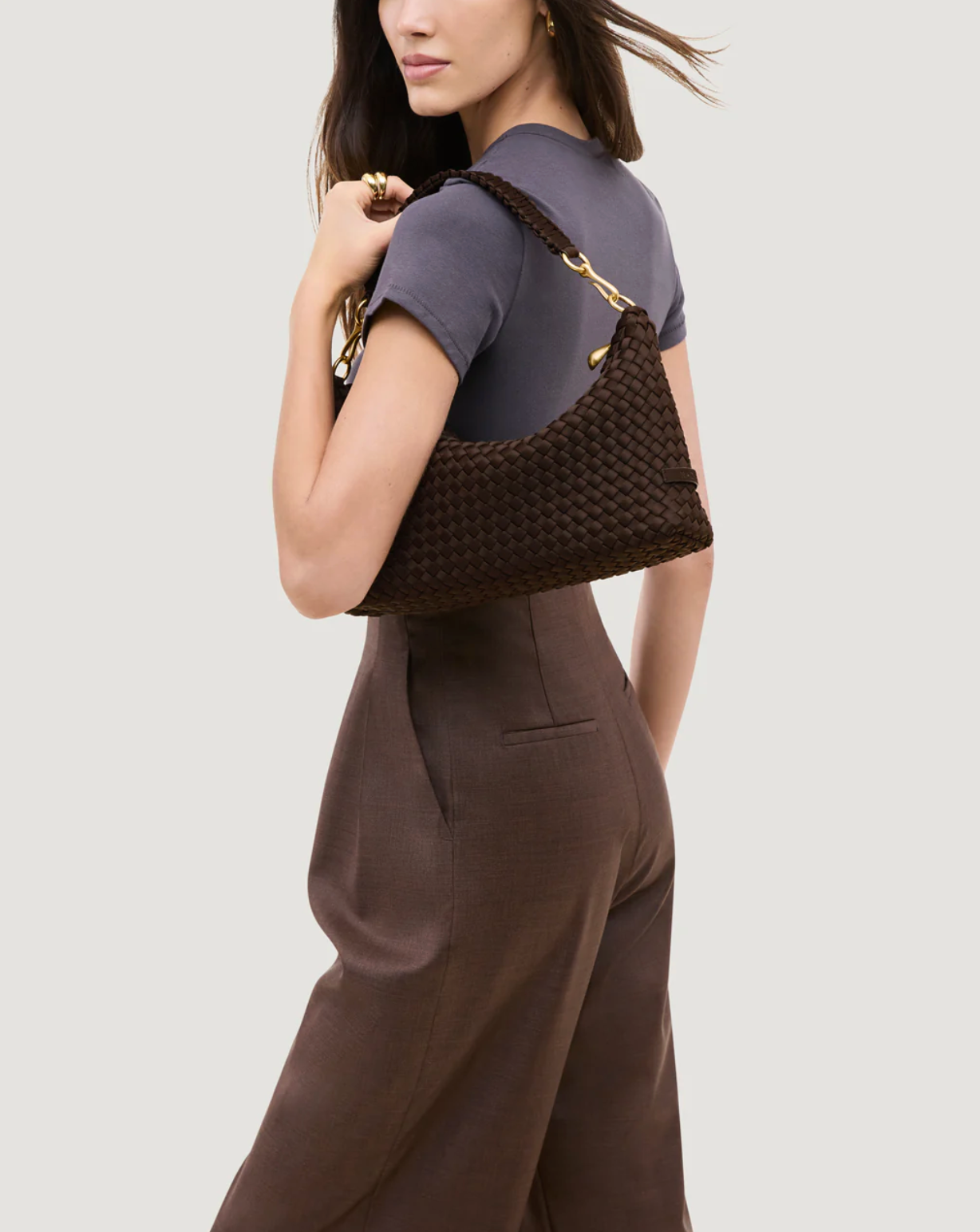 Chocolate Porto Small Half Moon Bag