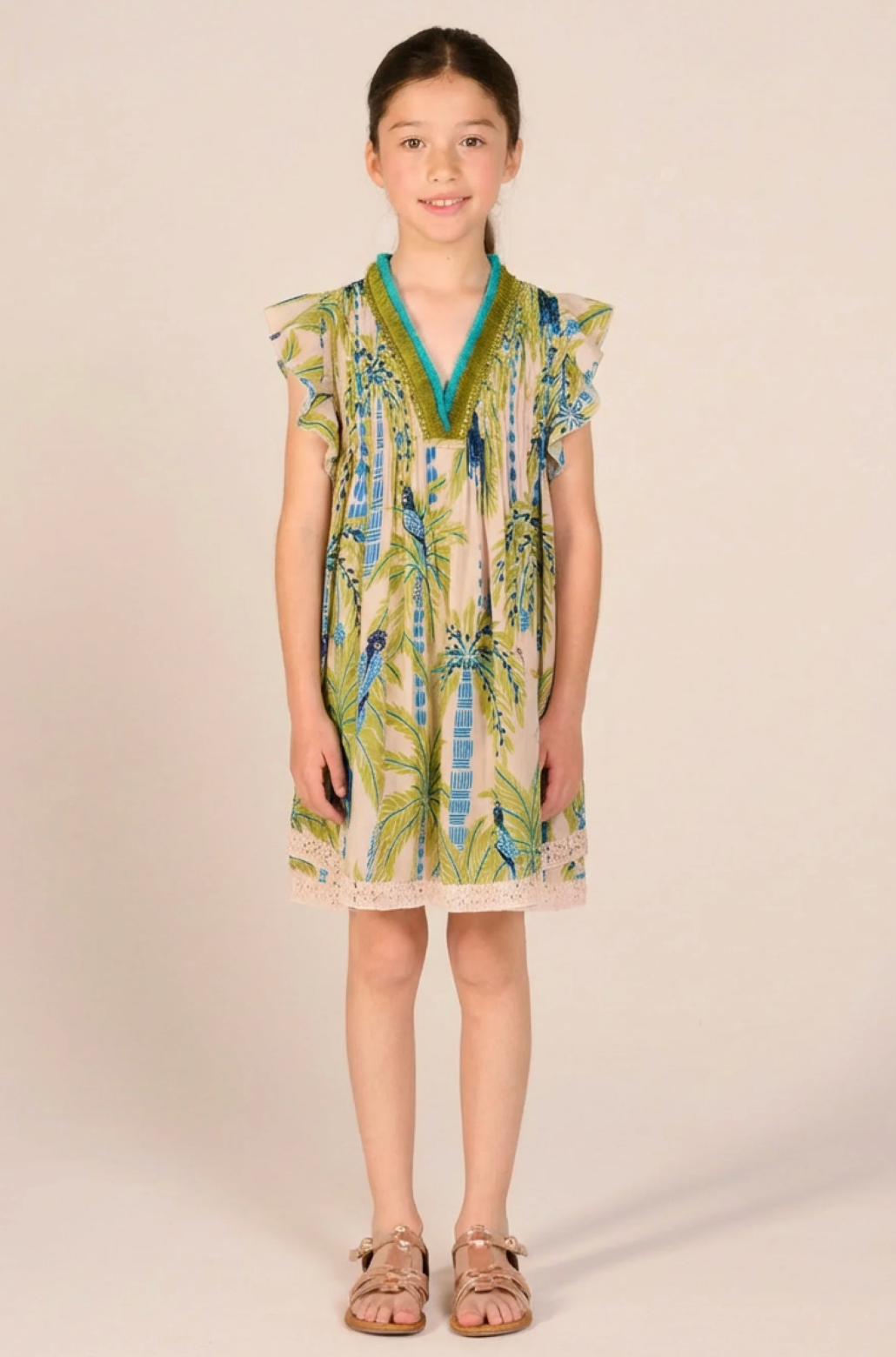 Green Sasha Girls Mini Dress