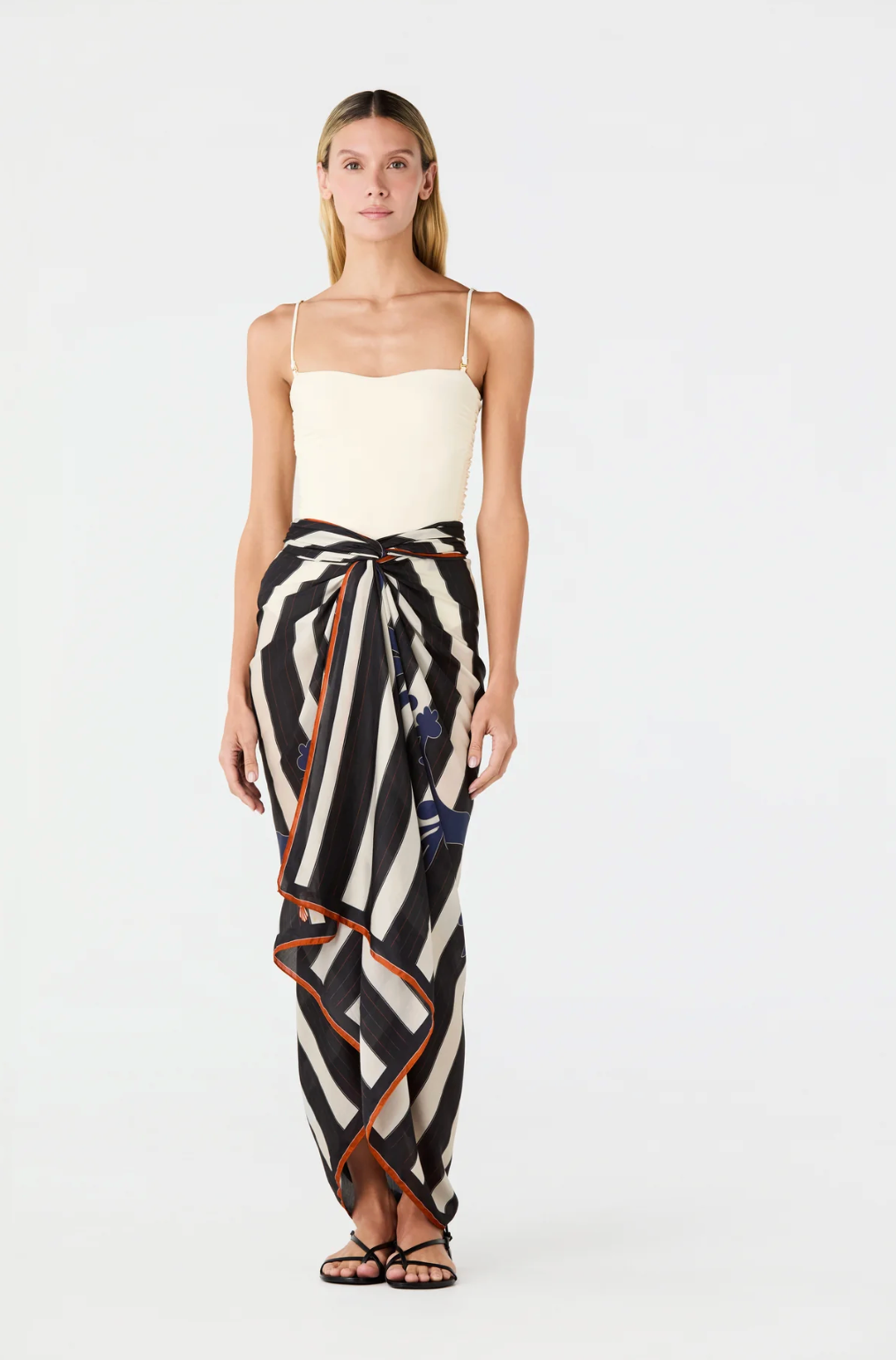 De La Falaise Cotton Silk Navy Sarong