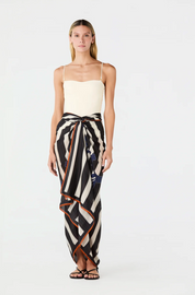 De La Falaise Cotton Silk Navy Sarong